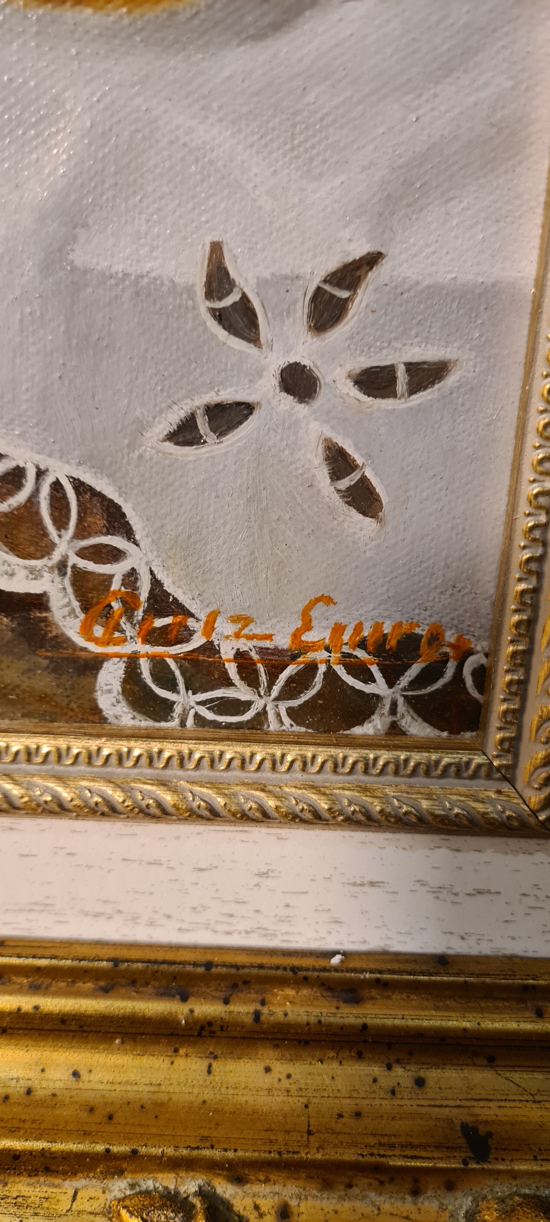 Painting by Perez Enero signed Still Lifes, H49x55 Superb framing very rare, because to paint