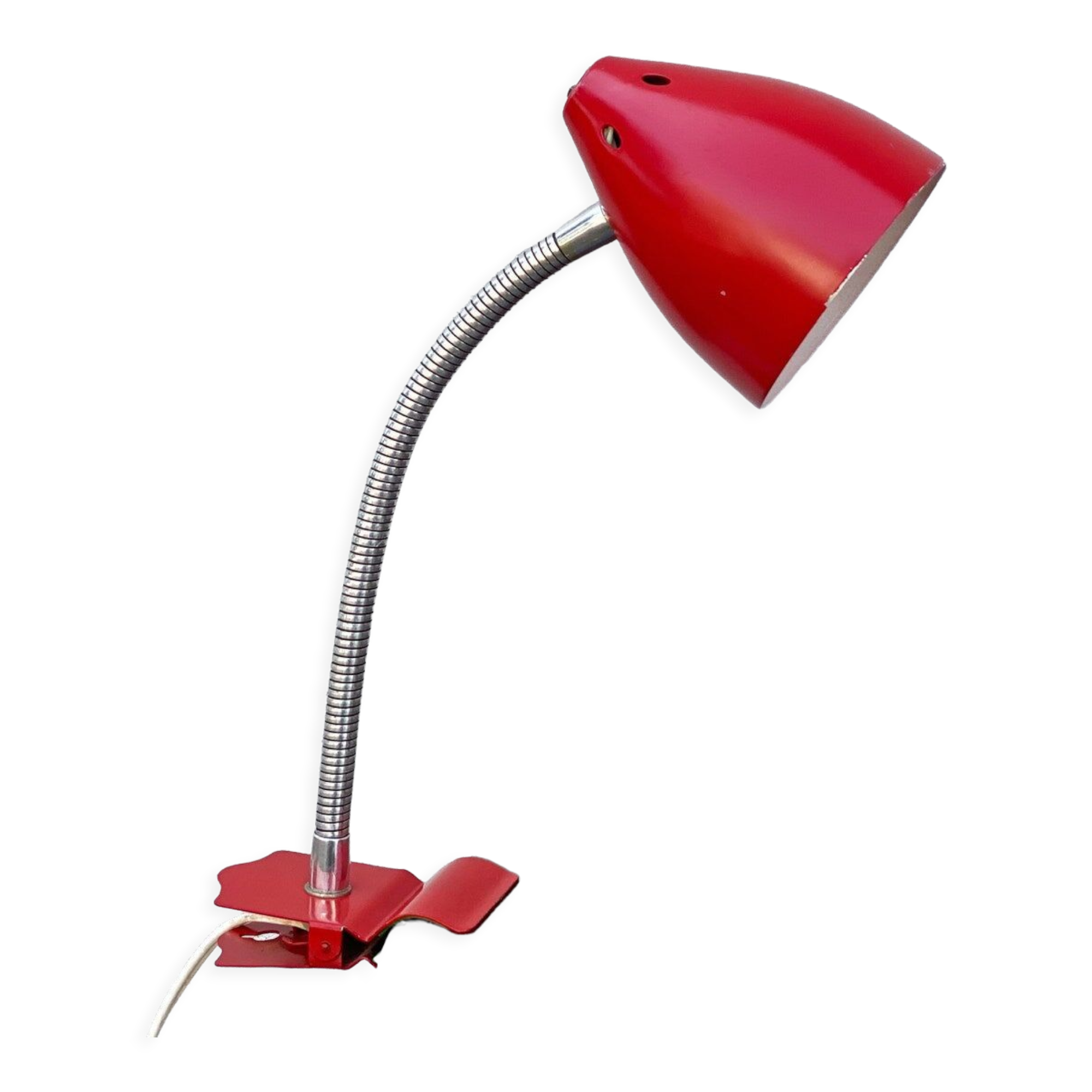 Vintage red hala zeist clamp spot lamp