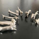 8 various animal knife holders in silver metal