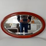 Antique oval mirror with bevelled glass