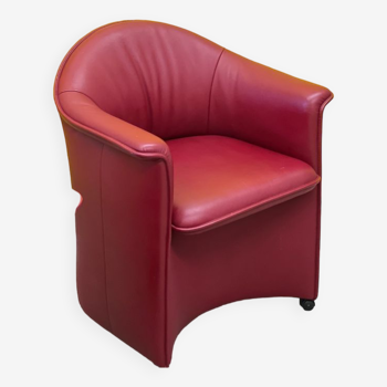 Red leather armchair on wheels, maison de sede. ( price for one )