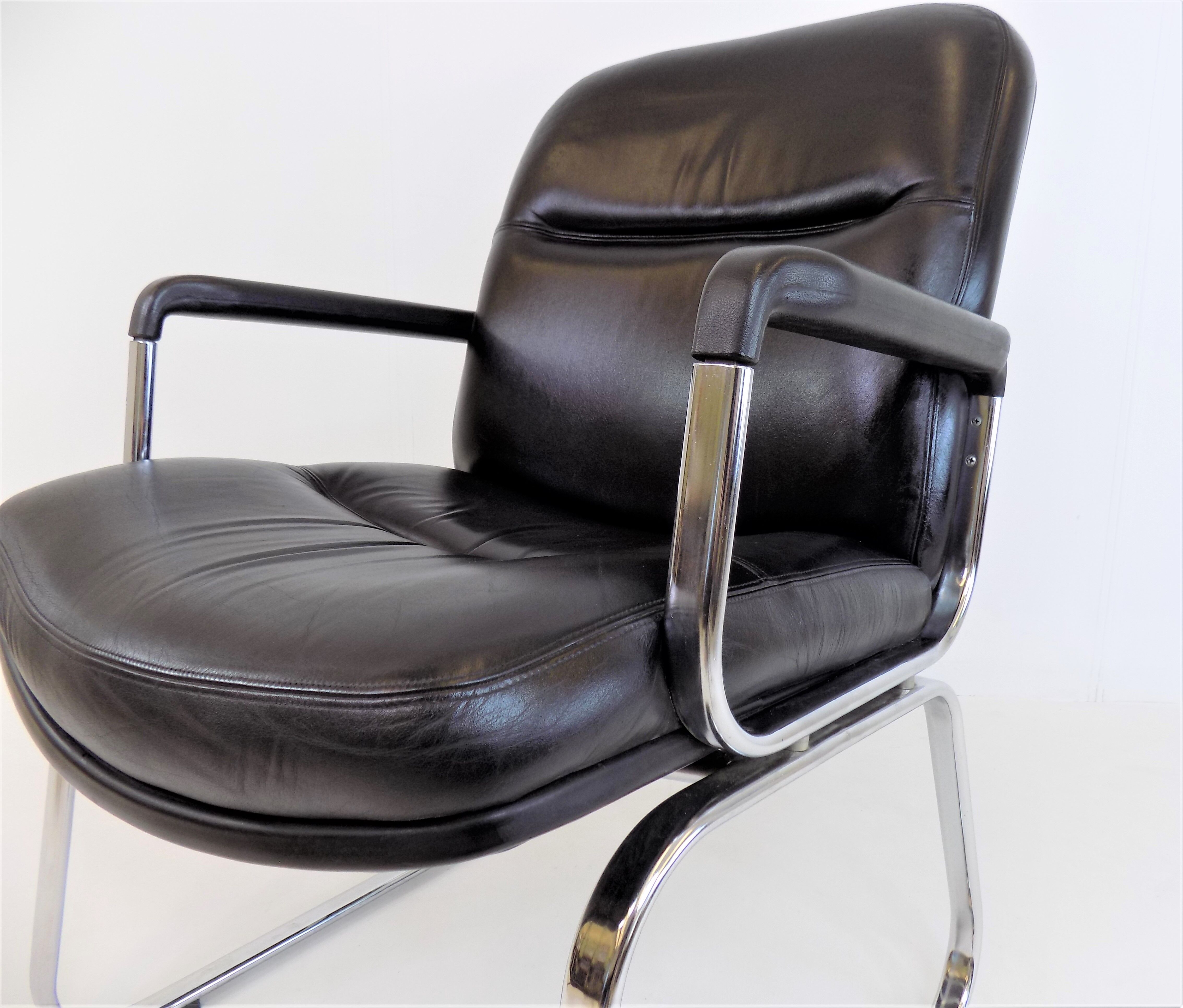 Set of 4 leather office chairs by Grahl