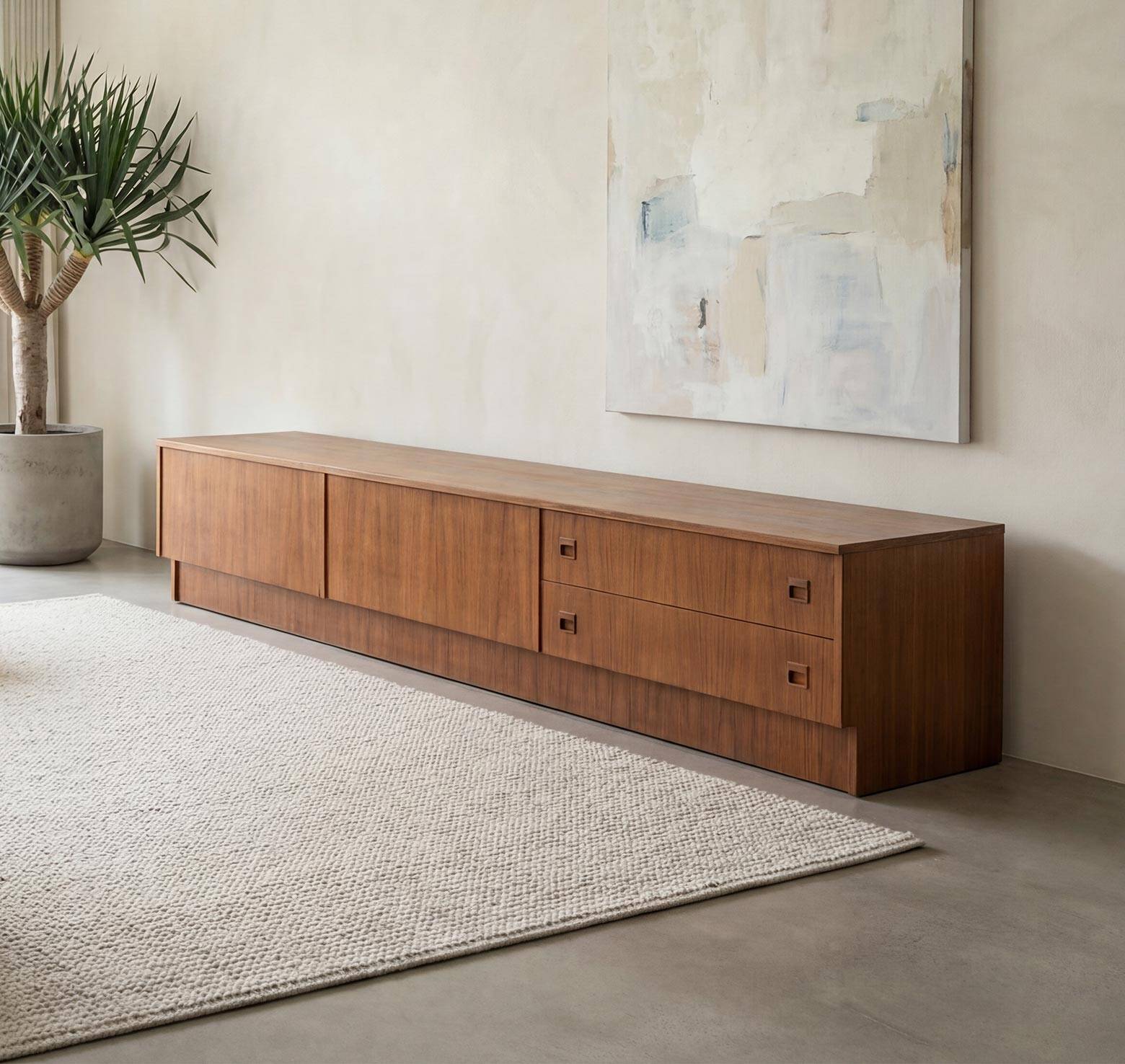 Enfilade basse style scandinave restaurée teck