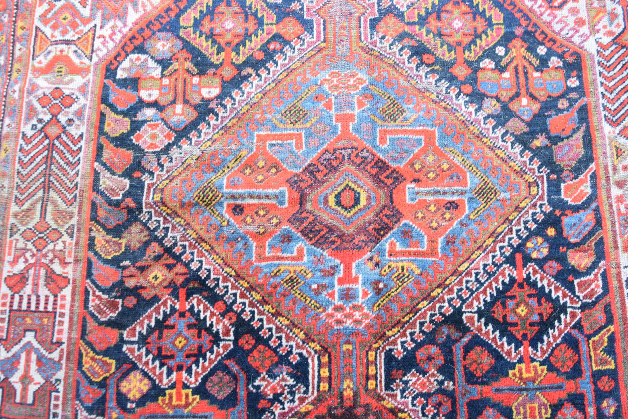 Antique Oriental Rug Iran Shiraz Tribes Khamseh: 3.00 X 1.85 Meters