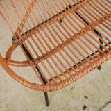 Vintage rattan bench feet metal