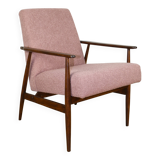 Fauteuil « Lis », années 1970, bouclé rose, design de Henryk Lis