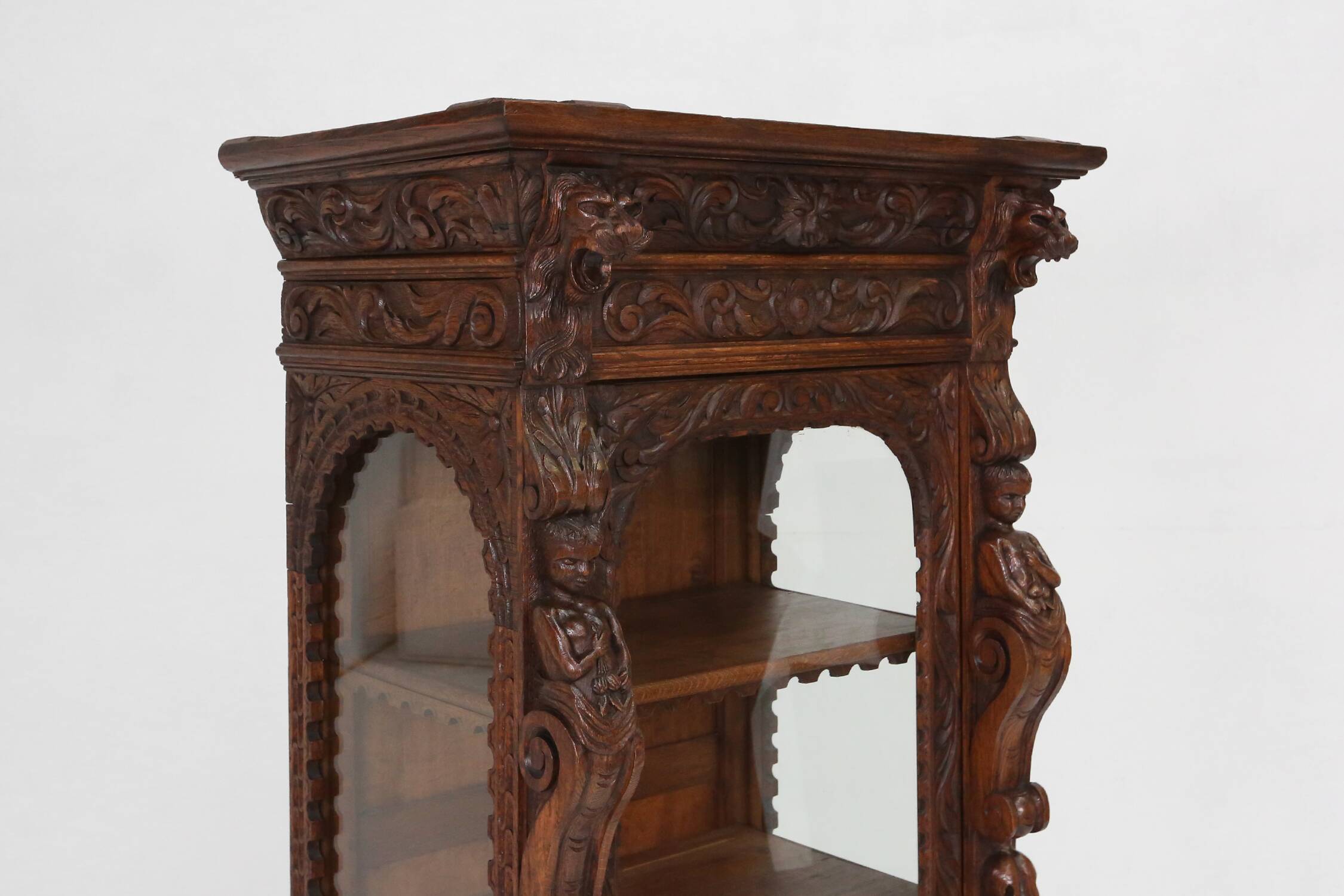 Baroque Style Display Case in Oak, Belgium, 1950s