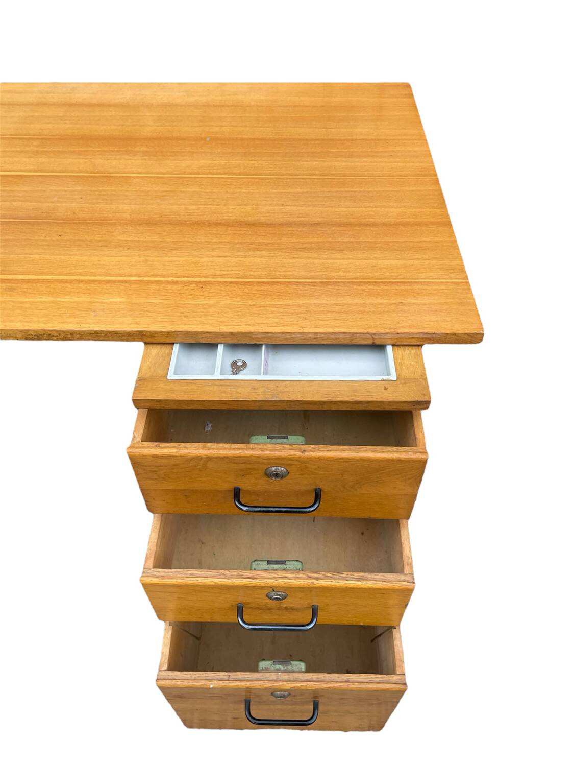 Vintage light oak executive desk