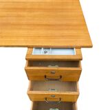 Vintage light oak executive desk