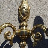 Bronze wall sconces, silk shades, pair