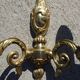 Appliques murales en bronze, abat-jour en soie, la paire