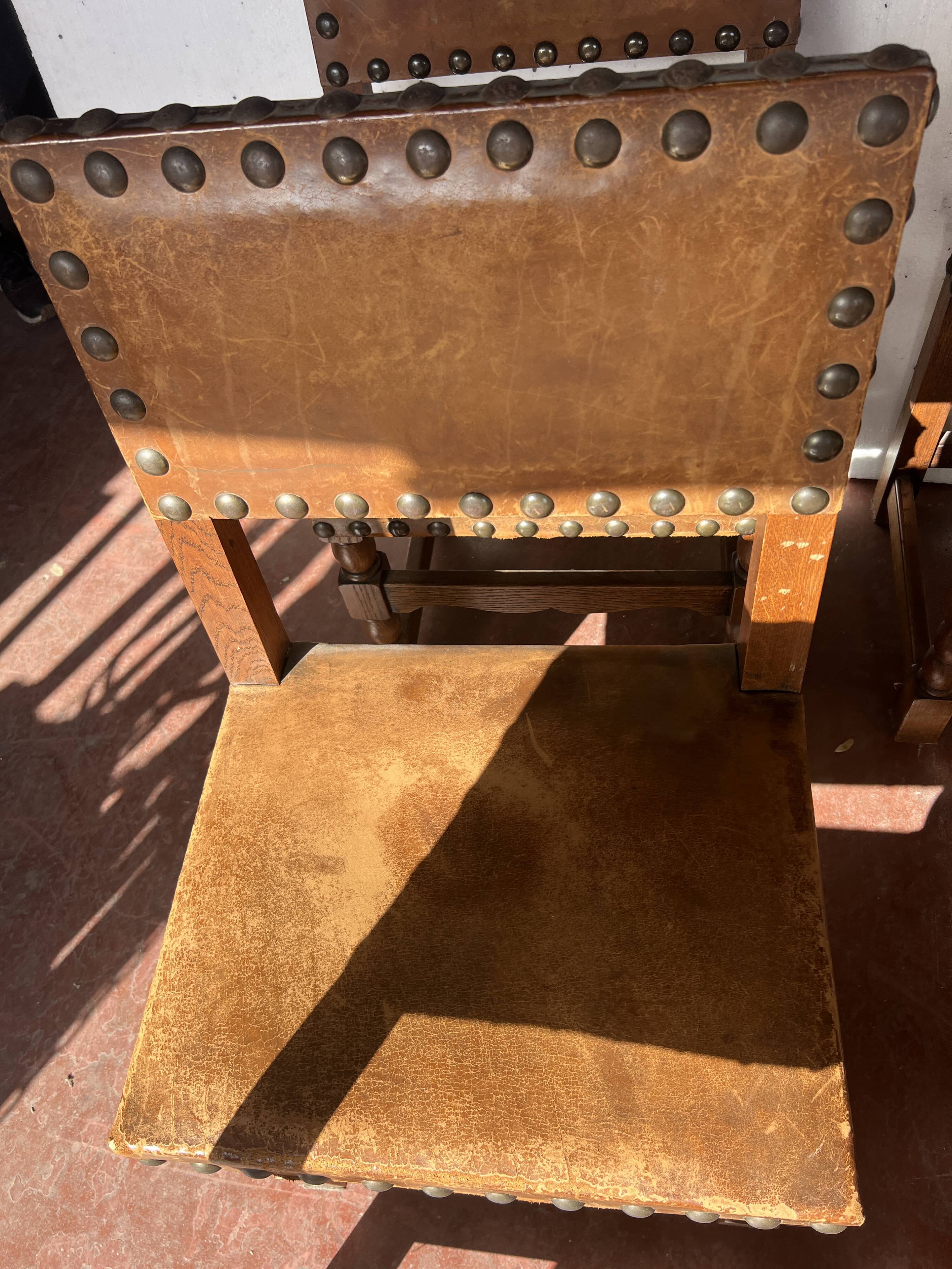 Suite de six chaises de style Renaissance en chene XX siècle