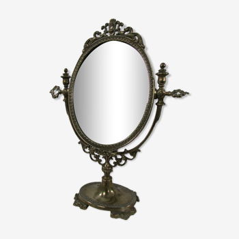 Psyché de table, miroir basculant en bronze