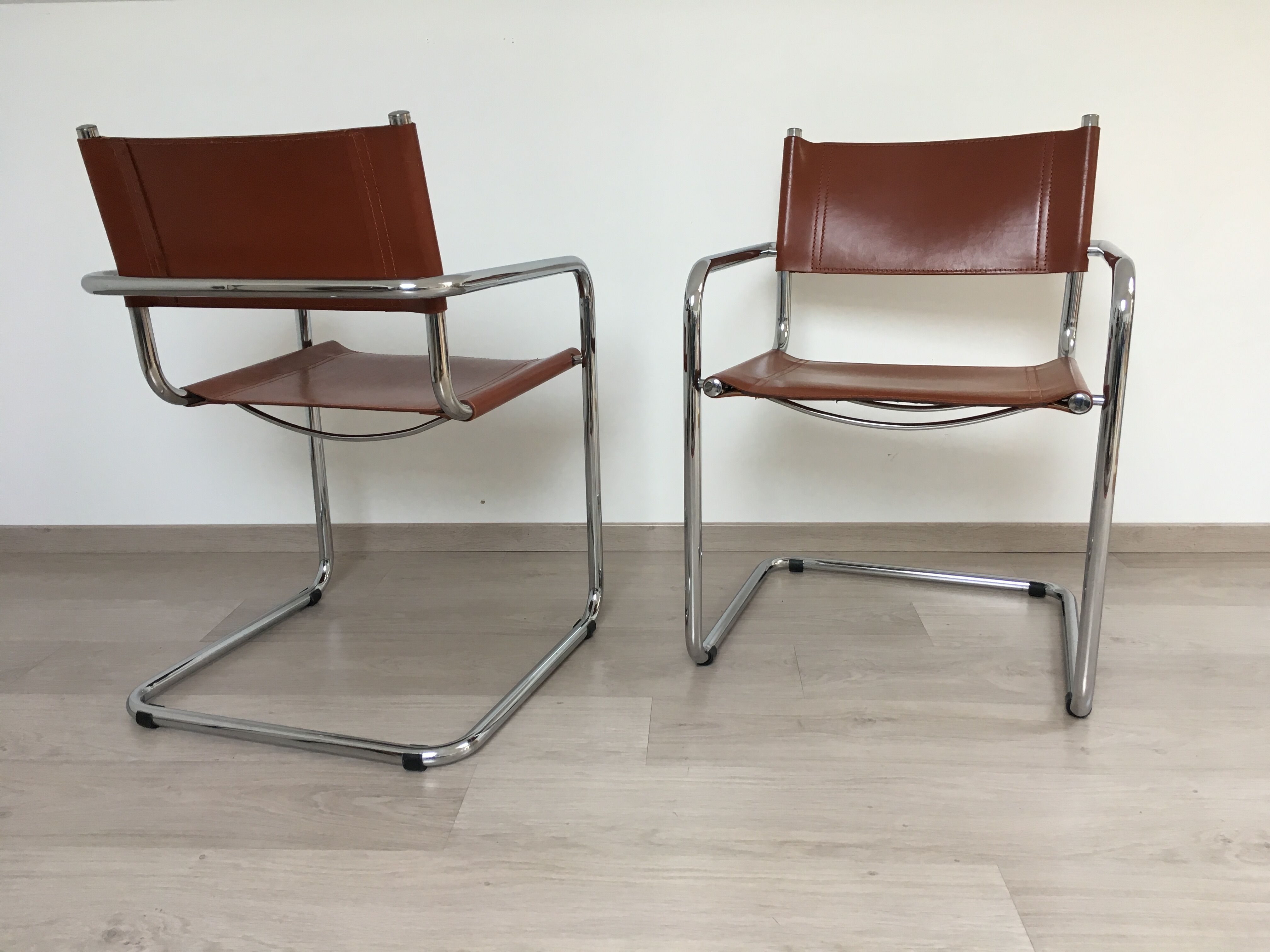 Pair armchairs Matteo Grassi leather 80s