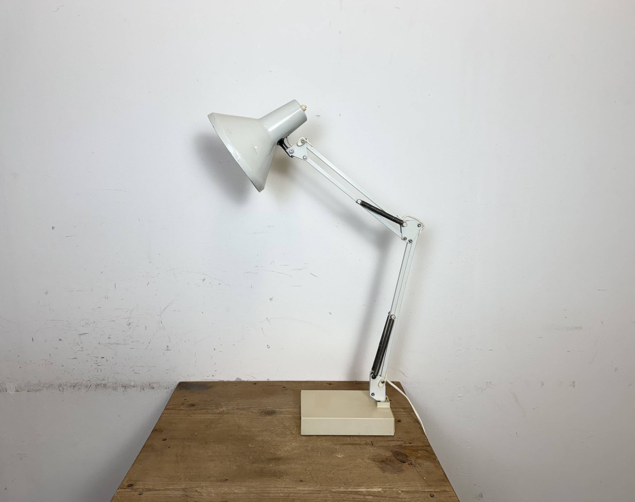 Vintage White Italian Architect Table Lamp, 1970s