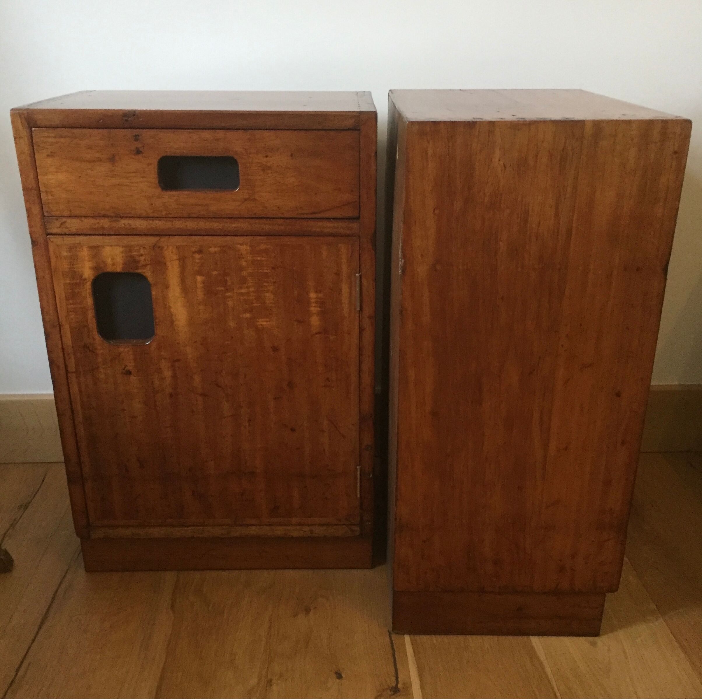 Pair of Iroko Science Lab Cupboards from 1950