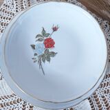 8 assiettes à dessert et plat de service moulin des loups motif rose