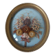 Old frame medallion bouquet of dried natural flowers domed glass 27.9 cm