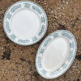 Duo of serving dishes in old green earthenware