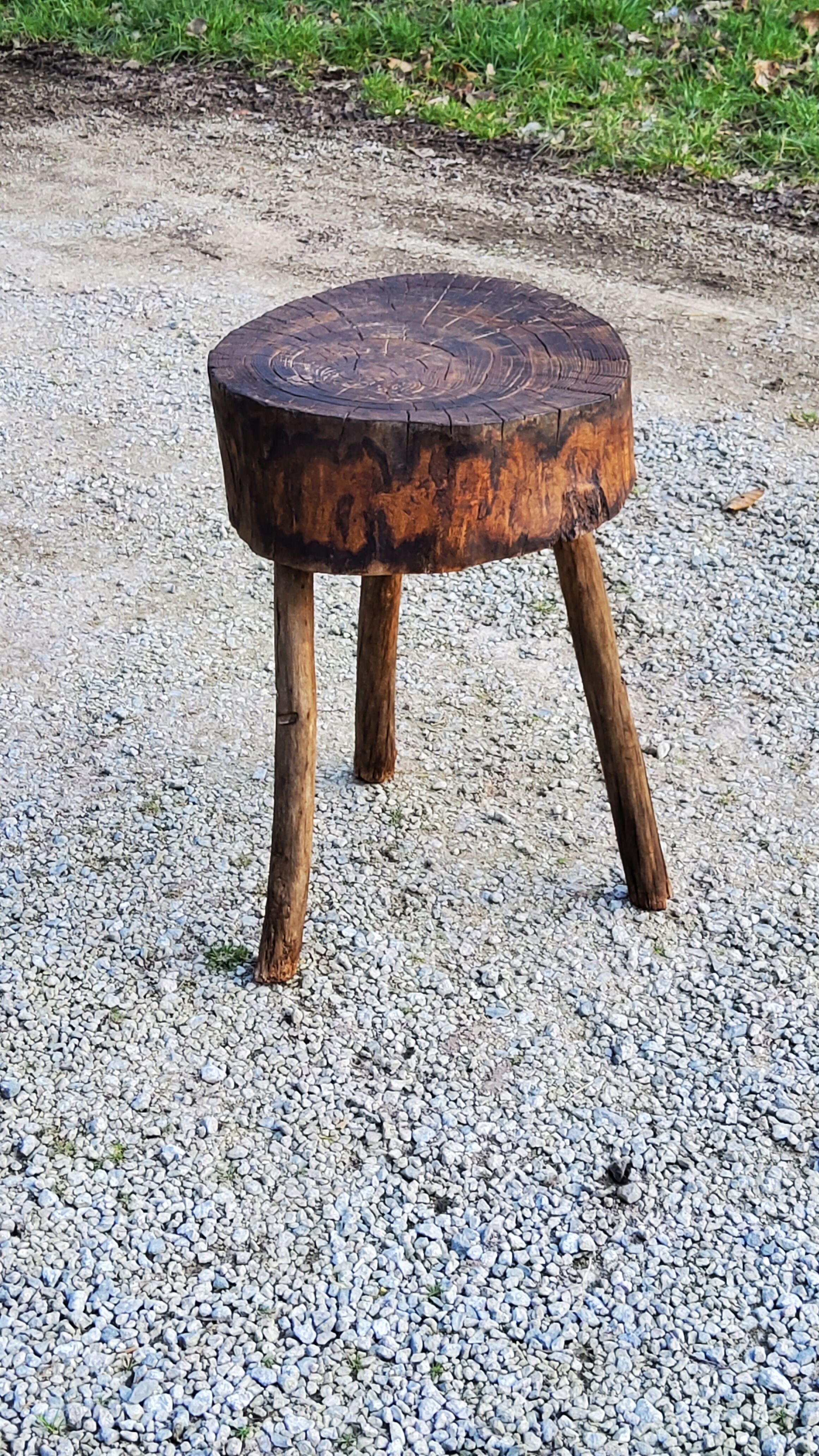 Brutalist tripod billot stool