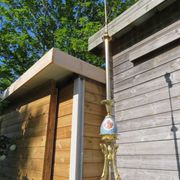Lampadaire bronze et porcelaine bleue début XXème