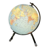 Globe terrestre 1960 Tripode Taride  lumineux en verre mappemonde vintage