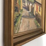 Vintage Original Cottage Oil Painting: Framed Countryside Art