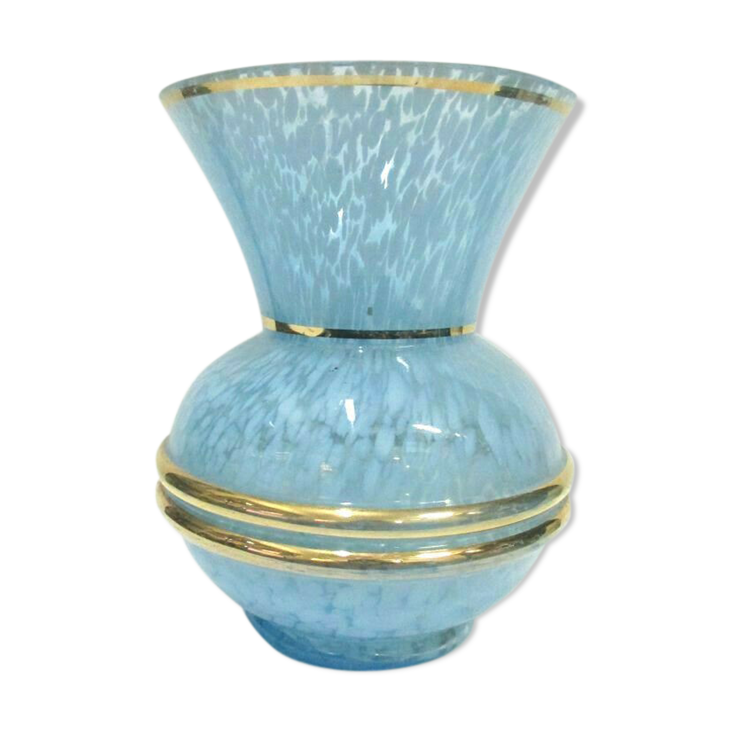Blown and gilded spotted glass vase circa 1950