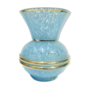 vase en verre bleu tacheté - 1950