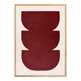 Abstract painting 50x70cm wine red signed Eawy