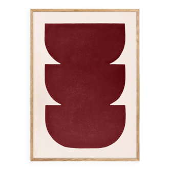 Abstract painting 50x70cm wine red signed Eawy