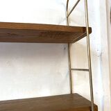 Brass and beech string shelves, 1960