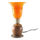Orange glass ball lamp with wood