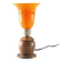 Orange glass ball lamp with wood