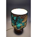 Vintage sandstone foot lamp and printed lampshade