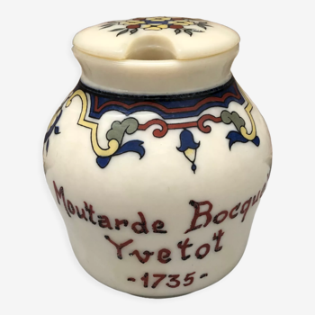 Mustard pot bocquet yvetot with flower pattern