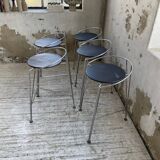 Set of 5 “silver moon” high stools Pascal Mourgue