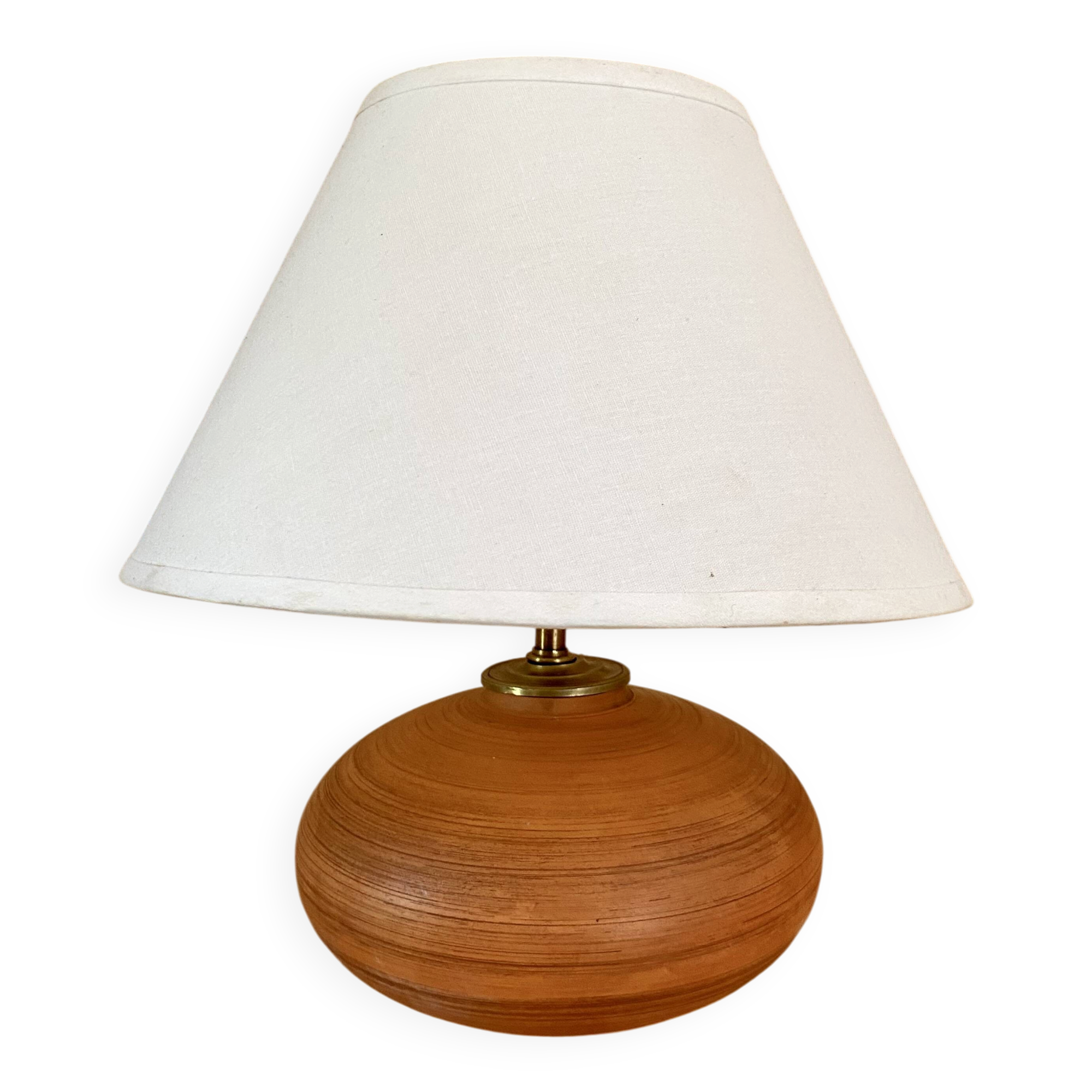 Terracotta lamp, 2M fabric cable, cotton shade.