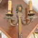 Antique Pair of Gilded Bronze Wall Lights Empire Louis XVI Acanthus Leaf 19th Century