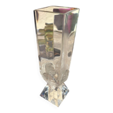 LALIQUE Vase France "Floréal" Satin and Clear Crystal — Signed