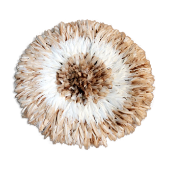 Juju hat traditional white speckled in natural feathers 80cm