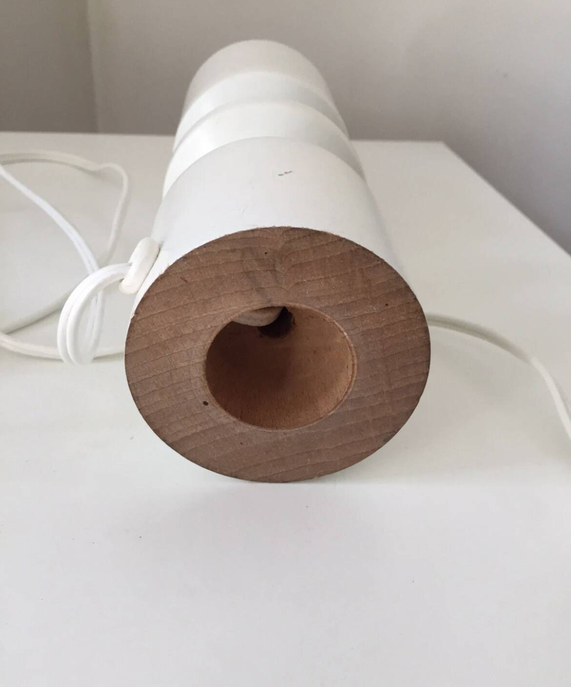 Vintage bowling lamp, turned wood, 1960s