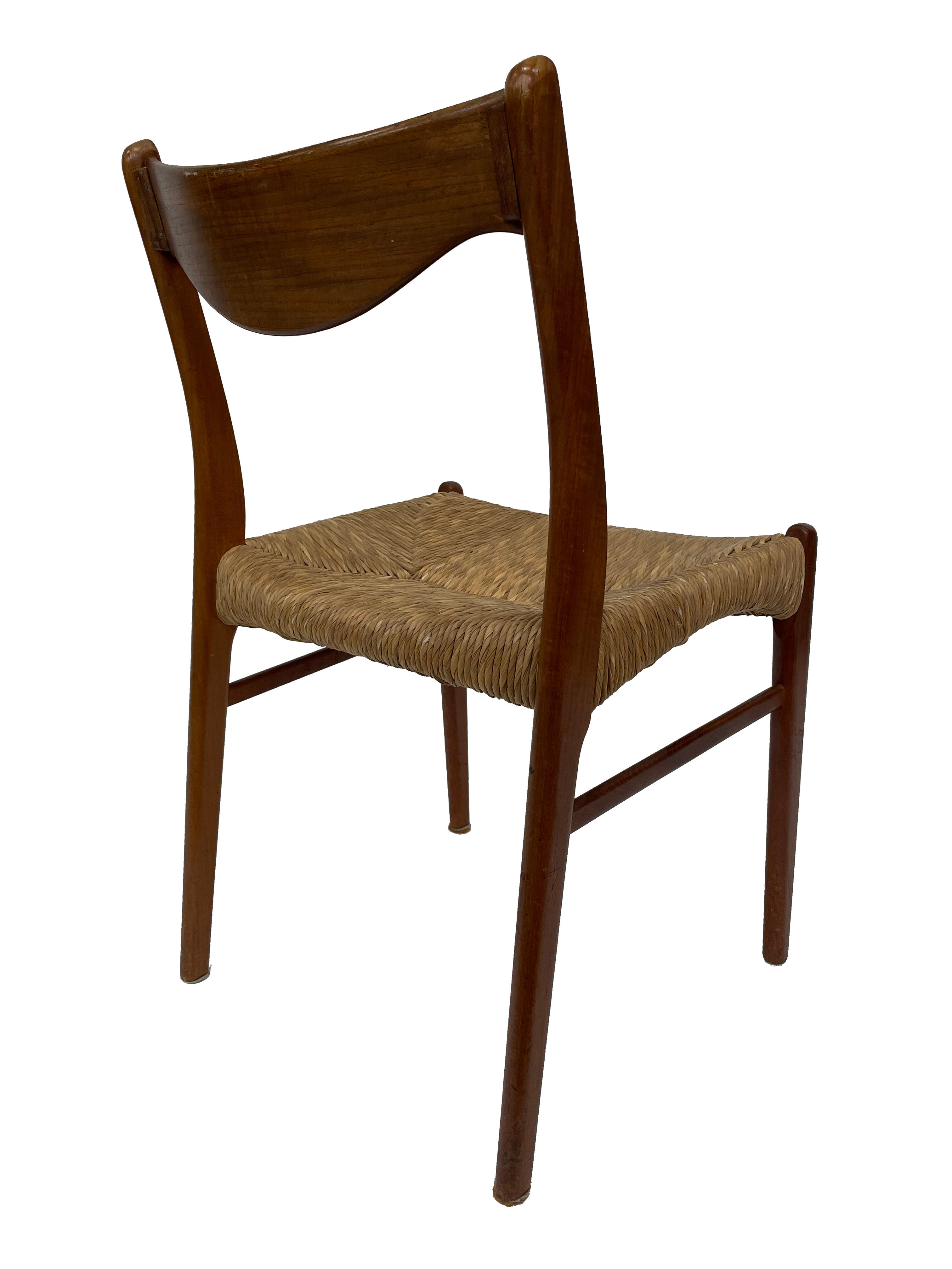 Mid-century teak dining chair by Arne Wahl Iversen for Glyngøre Stolefabric