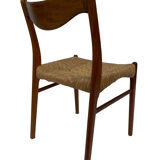 Mid-century teak dining chair by Arne Wahl Iversen for Glyngøre Stolefabric