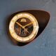 Vintage formica clock silent asymmetrical wall pendulum "FFR Morbier black red"