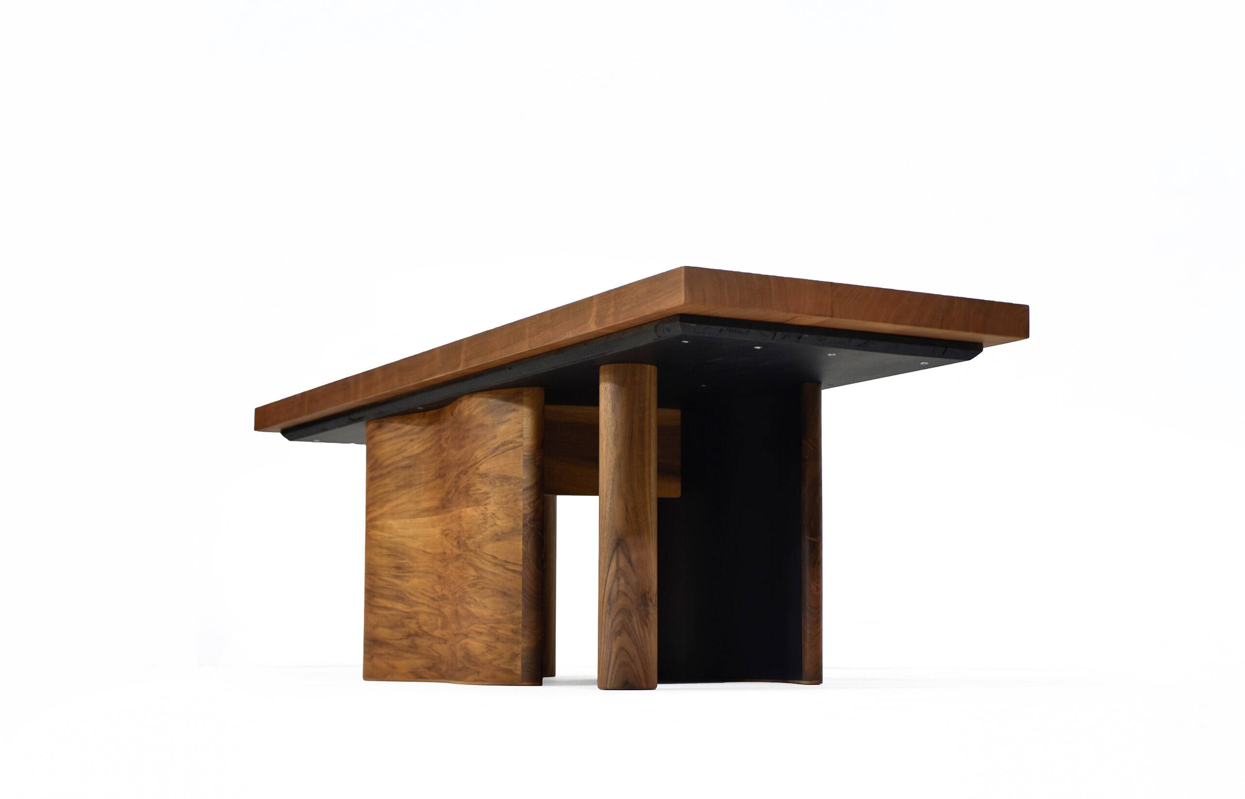 Large coffee table ONDA, cherry and walnut