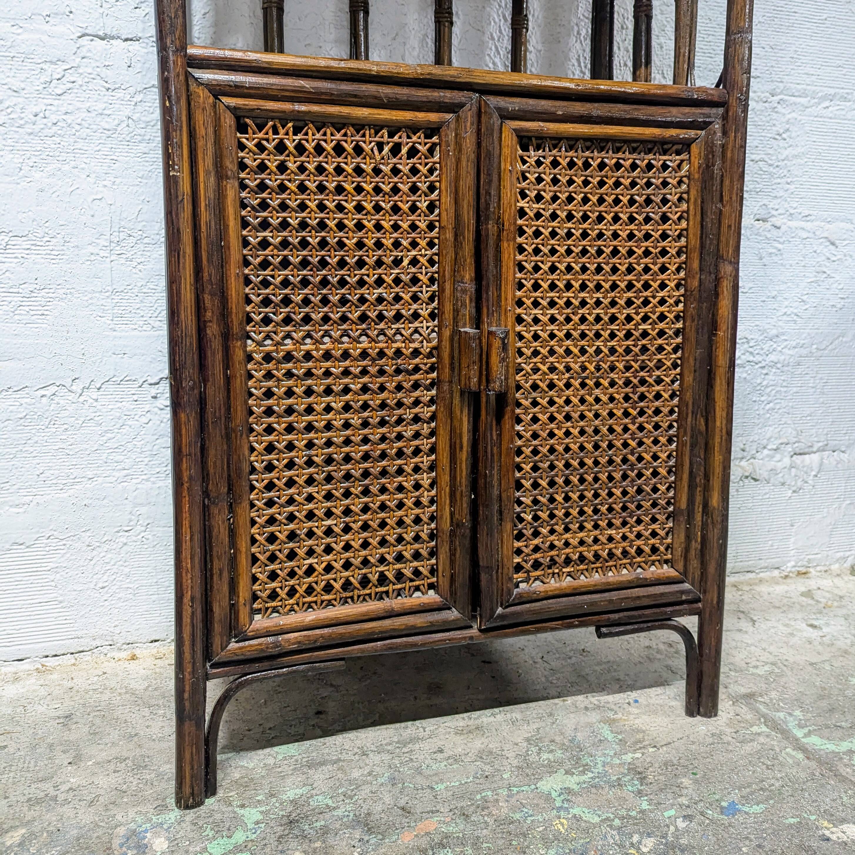 Rattan and cane shelf