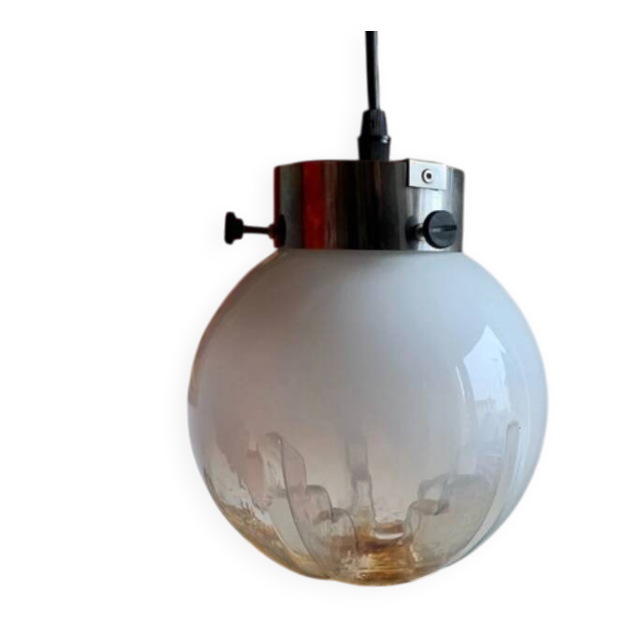 Suspension vintage en verre opalin soufflé – style Murano