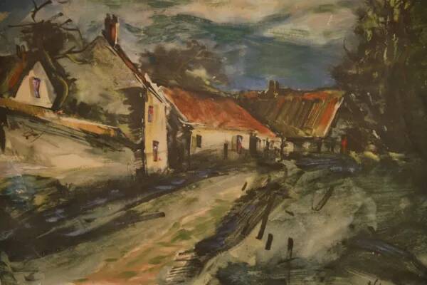 Painting The Village Lane reproduction 1960’s