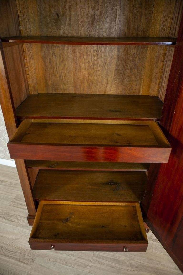 20th-Century Mahogany Linen-Press with Mirror, 1950s